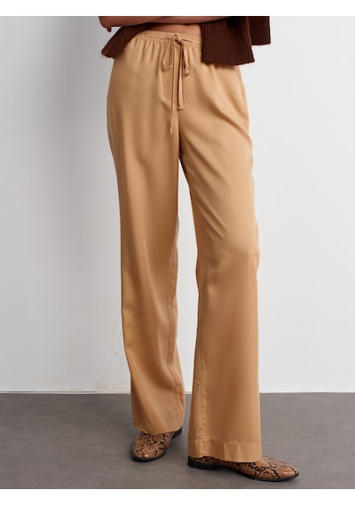 Dilvin Belden Bağlamalı Dökümlü Pantolon 101a71536 Açık Camel