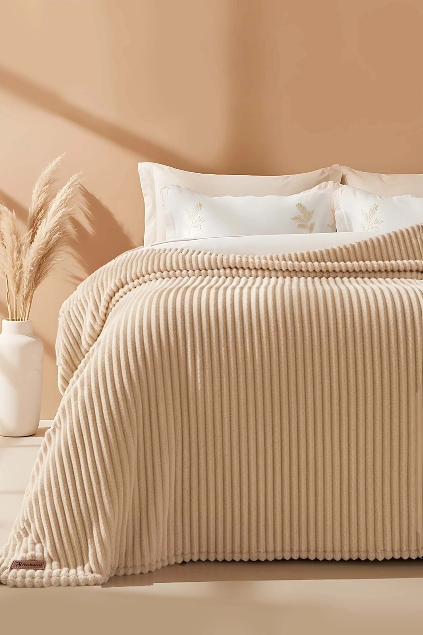 Rivaistanbul Cappuccino Gloria Wellsoft Çift Kişilik Battaniye Sütlü Kahve
