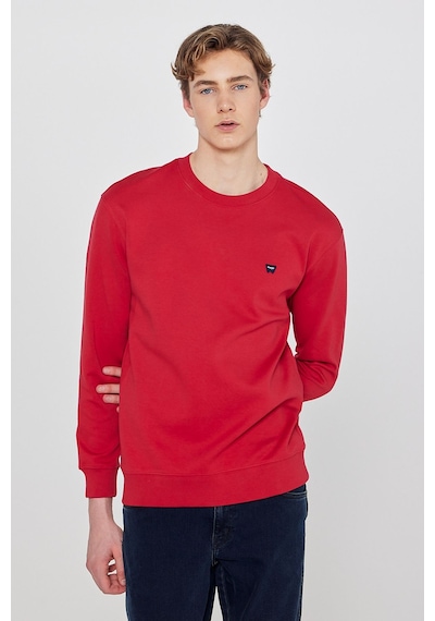 Wrangler Pamuklu Regular Fit Normal Kesim Bisiklet Yaka Logo Detaylı Sweatshirt Kırmızı