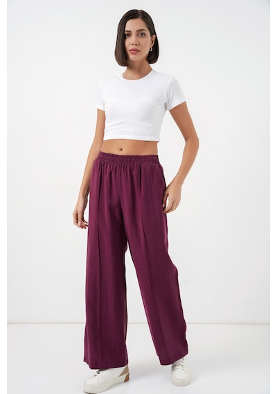 Bigdart Kadın Beli Lastikli Bol Paça Pantolon 30087 - Bordo