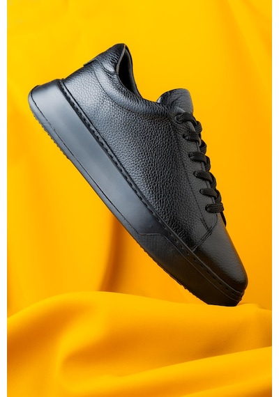Hatemoğlu Casual Bağcıklı Erkek Deri Sneakers - Siyah