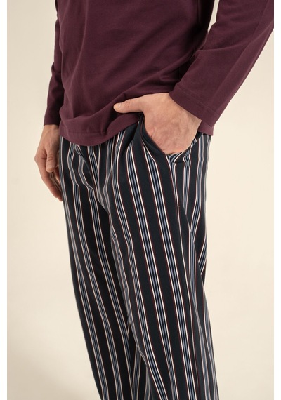Arnetta %100 Pamuk 3835 Uzun Kol Erkek Pijama Takımı Mürdüm