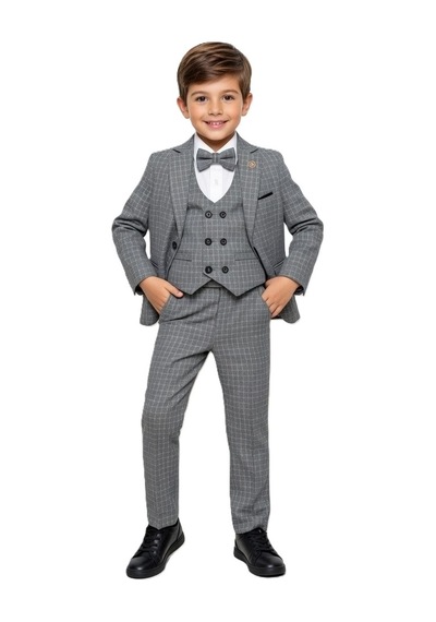 Mnk Baby & Kids Kiryos Erkek Çocuk Kareli Takım Elbise M00806 füme