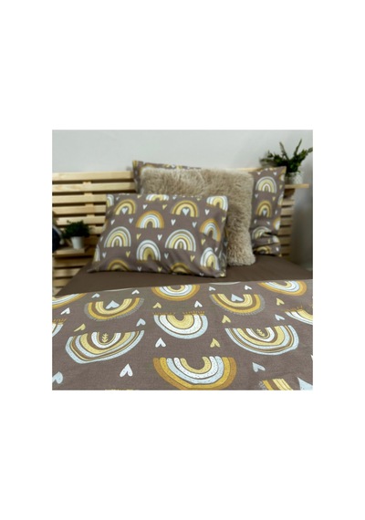 Stylish Brownie Rainbow %100 Doğal Pamuk Tek Kişilik Nevresim Seti 2 Parça 160 X 220 Cm Çok Renkli