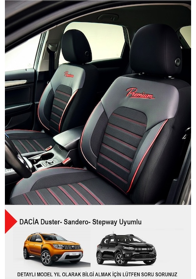 Premium Serisi Lüks Keten Oto Koltuk Kılıfı Dacia Sandero-stepway-duster Uyumlu Siyah