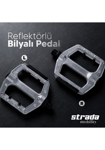 Strada Alüminyum Bilyalı Reflektörlü Bisiklet Pedalı