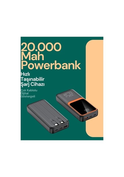 Taşınabilir Şarj Cihazı 20000 Mah 22.5w Hızlı Şarj + Dijital Ekran + Kablo Dahil Çok Renkli 60362435