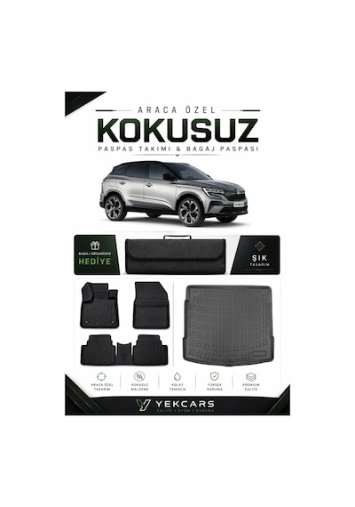 Renault Austral 2024 Model Aracınıza Özel 4d Karbonlu Kauçuk Paspas Takımı Ve Bagaj Havuzu
