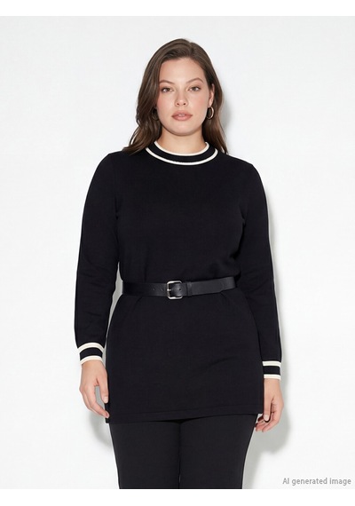 Lcwaıkıkı Classic Siyah Dik Yaka Soft Touch Kadın Sweatshirt Tunik