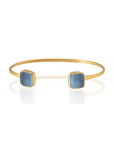 Kadir Jewellery 22 Ayar Altın Kaplama El İşçiliği Zirkon Taşlı Kadın Charm Bileklik Mavi