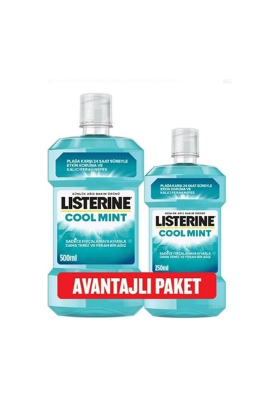 Listerine Cool Mint Nane Aromalı 500 Ml + 250 Ml - Avantajlı Paket