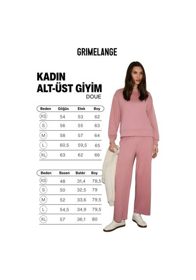 Grimelange Doue Kadın Yumuşak Ve Esnek Kumaşlı Regular Fit Pembe Eşofman Takımı Pembe