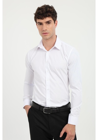 Dufy Erkek Slim Fit Uzun Kol Beyaz Gömlek-25992