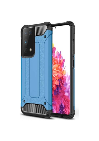 Kilifone - Samsung Uyumlu Galaxy S21 Ultra - Kılıf Çift Katman Zırh Tank Crash Military Kapak - Mavi