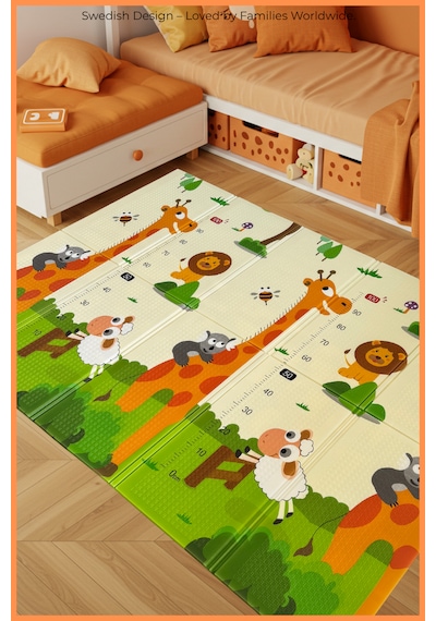 Safari Walk Çift Taraflı Katlanabilir Oyun Halısı Ve Matı Premium Seri Taşıma Çantalı-180x120
