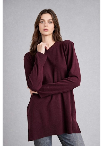 Defacto Regular Fıt Bisiklet Yaka Triko Tunik H3431az26aubr232 Bordo-br232