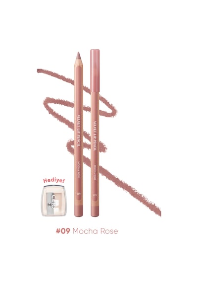 Kremsi Formüle Sahip Dudak Kalemi Ve Kalemtıraş Seti Clıo Velvet Lip Pencil Set 09 Mocha Rose