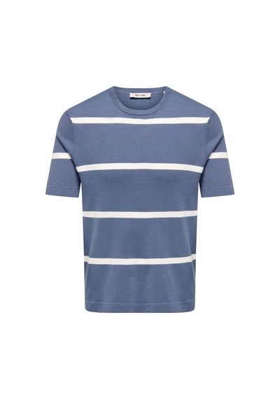 Only & Sons Onswyler Lıfe Reg 14 Ss Strıped Knıt Erkek Mavi Kazak - Os22032764 Mavi