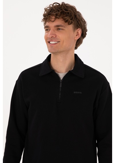 U.S. Polo Assn. Erkek Regular Fit Yarım Fermuarlı Şardonlu Siyah Basic Sweatshirt 50313783-VR046 U.S. Polo Assn. Erkek Regular Fit Yarım Fermuarlı Şardonlu Siyah Basic Sweatshirt 50313783-VR046