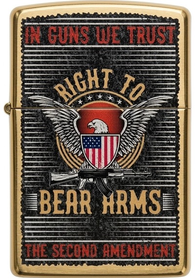 Zippo In Guns We Trust Dizayn Çakmak Sarı