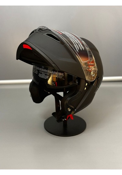 Ws-210 Güneş Vizörlü Çene Açılır Kask Matt Black Şeffaf Vizörlü İtaly Dizany Siyah