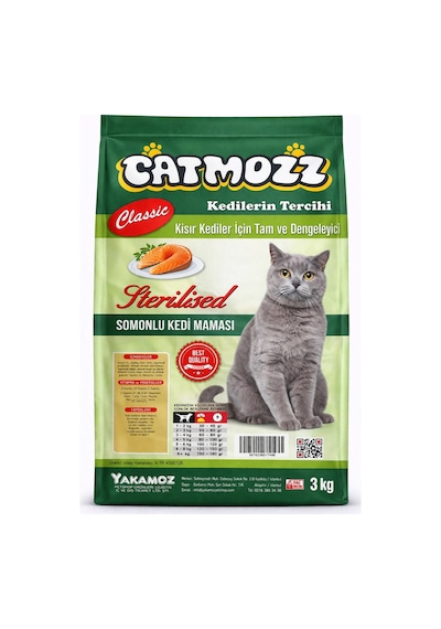 Catmozz Kısırlaştırılmış Somonlu Yetişkin Kedi Maması 3 KG