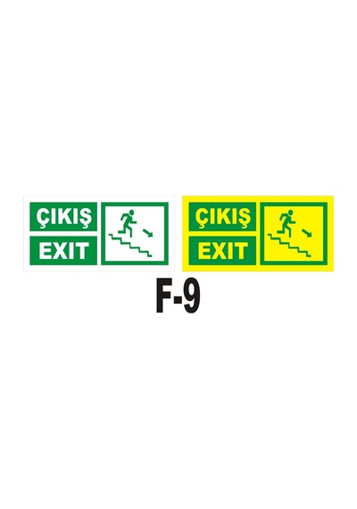 Fosforlu & Düz Levha Çıkış Exıt Yönlendirme Sağ Merdiven Iniş