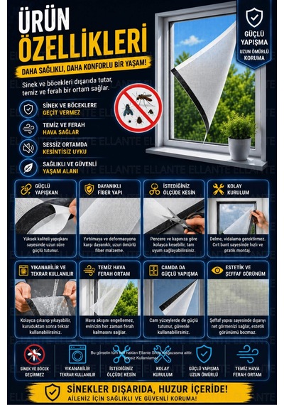 Premium Yapışkanlı Sineklik Seti 75x125 Cm Tek Kanatlı Pencere Kapı Sinekliği Güçlü Yapışma Yıkanabi