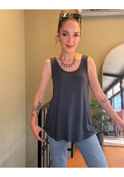 Ali Butik Antrasit Kalın Askılı Viskon Atlet