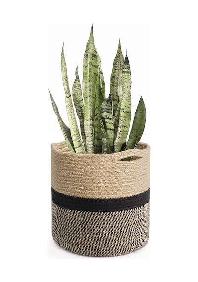 Mavaux Dekoratif Jüt Saplı Hasır Sepet Saksı 25cm X 25 Cm, Jüt Bej Saksılık, Dekoratif Saksı Ve Havluluk Jütsiyah