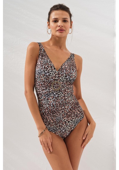 Eros Pierre Cardin 231133-d Leopar Stella V Yaka Tokalı Korseli Mayo Çok Renkli