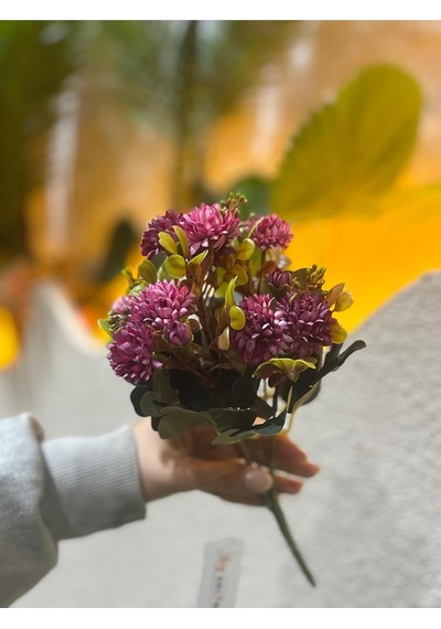 Yapay Mini Krizantem Çiçeği, Pembe, 10-15 Cm, Vazo Çiçeği Diğer