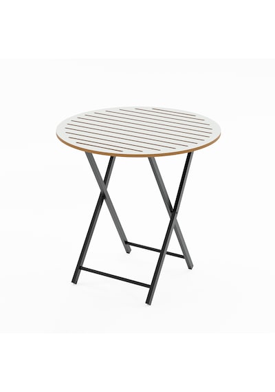 Katlanır 4 Kişilik Yuvarlak Bahçe Masası Bistro Masa 70x70 Beyaz