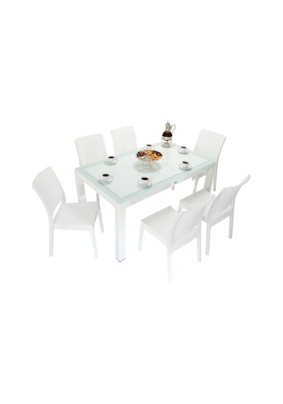 Depootoptan Mandella Elit Rattan 90 x 150 CM Elit Sandalye Camlı Masa Takımı Beyaz Depootoptan Mandella Elit Rattan 90 x 150 CM Elit Sandalye Camlı Masa Takımı Beyaz