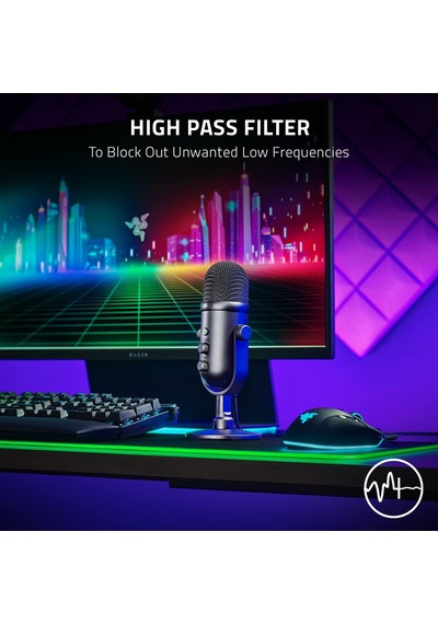 Seiren V2 Pro - Yayıncılar İçin Profesyonel Usb Mikrofon 30 Mm Dinamik Mikrofon, Analog Kazanç Sınırlayıcı, Entegre Doldurma Damperi Ve Ön Cam , Siyah