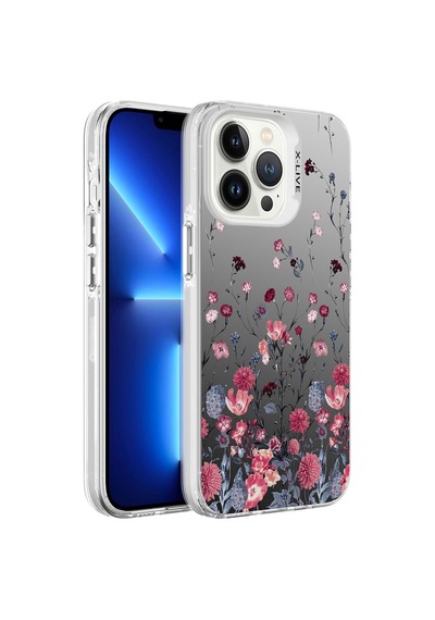 Apple Uyumlu iPhone 13 Pro Max Kılıf Desenli Zore Silver Sert Kılıf