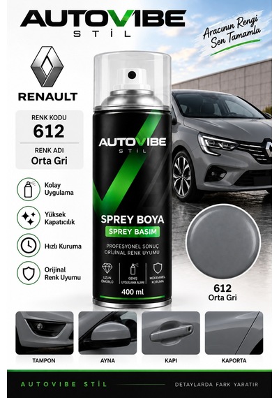 Renault 612 Orta Gri Sprey Boya - Sprey Basım
