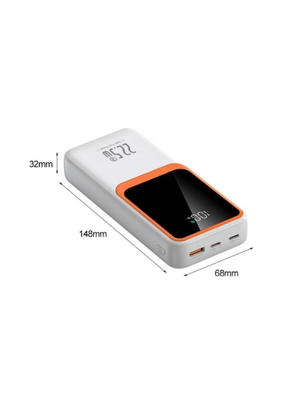 10000mah Powerbank 22.5w Hızlı Şarj Özellikli Type C Ve Lightning Kablolu Pd Taşınabilir Şarj Aleti Beyaz