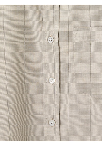Lcwaıkıkı Classic Bej Regular Fit Çizgili Gabardin Erkek Gömlek