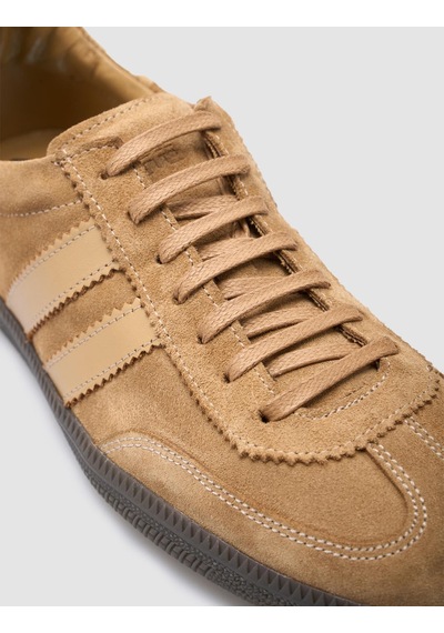 %100 Hakiki Deri Taba Süet Bağcıklı Kadın Sneaker Taba