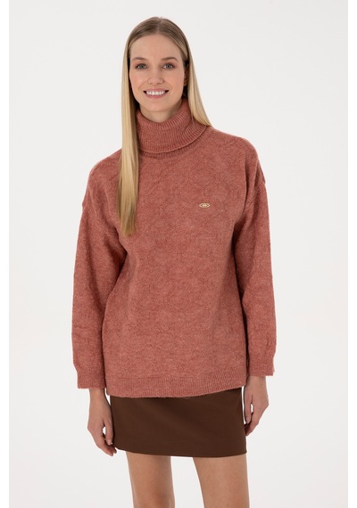 U.S. Polo Assn. Kadın Gül Kurusu Boğazlı Kazak 50309658-VR026