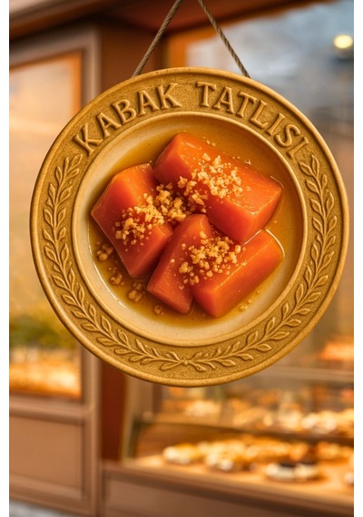 Kabak Tatlısı Temalı İpli Ahşap Kapı Duvar Süsü, Pastane, Tatlı Dükkanı, Cafe Tablo Dekoru