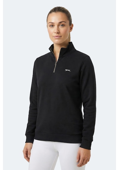Slazenger Maxıs I Kadın Dik Yaka Fermuarlı Siyah Sweatshırt Siyah