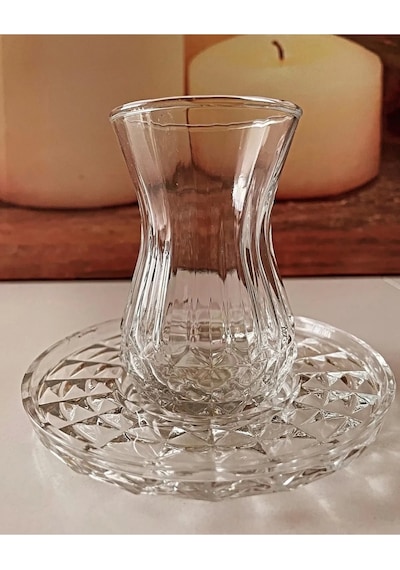 Alin Adela 6'lı Cam Çay Tabağı Çay Tabak Altlığı Royaleks-ryg8030 Renkli