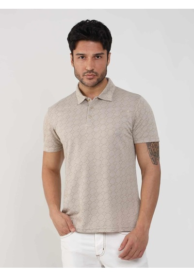 Dufy Bej Erkek Slim Fit Jakarlı Polo Yaka Tshirt - 105234-bej Bej
