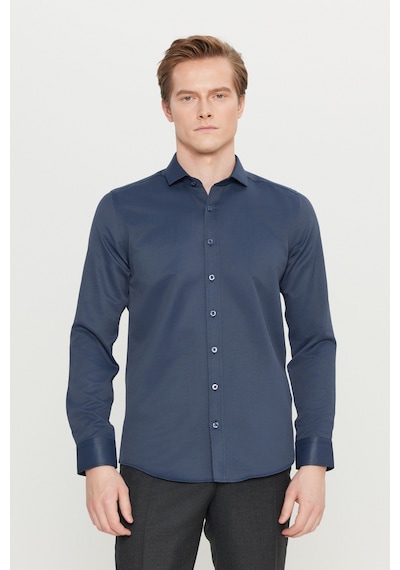 AC&Co / Altınyıldız Classics Erkek LACI Kolay Ütülenebilir Slim Fit Dar Kesim İtalyan Yaka Armürlü Gömlek Lacivert AC&Co / Altınyıldız Classics Erkek LACI Kolay Ütülenebilir Slim Fit Dar Kesim İtalyan Yaka Armürlü Gömlek Lacivert