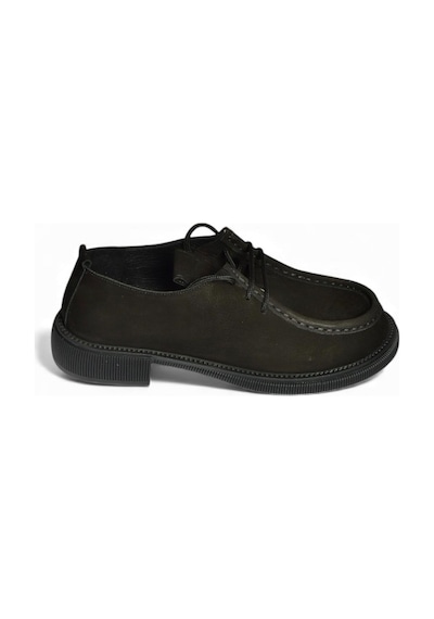 Fox Shoes V944085601 Siyah Hakiki Deri Nubuk Bağcıklı Günlük Kadın Ayakkabı Siyah