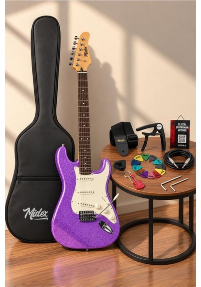 Midex Rph-30pu Gül Klavye Strat Kasa Sss Elektro Gitar Seti