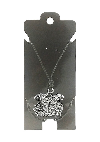 Kore İp Askılı Ve Krom Çelik Kaplamalı Unisex Tribal Kolye Kkrm-07 Gümüş1