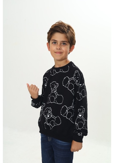 Toontoy Kids Toontoy Erkek Çocuk Relax Fit Bisiklet Yaka Düşük Omuz Baskılı Sweatshirt - 2 İplik Siyah Toontoy Kids Toontoy Erkek Çocuk Relax Fit Bisiklet Yaka Düşük Omuz Baskılı Sweatshirt - 2 İplik Siyah
